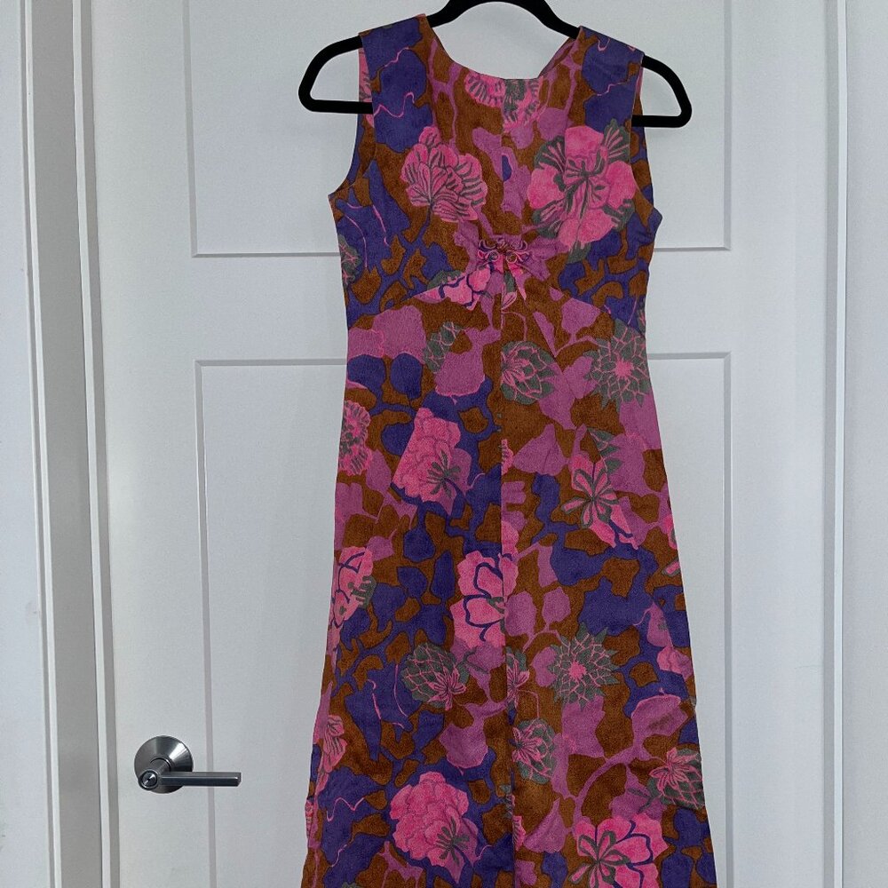 Vintage Lauhala Floral Tiki Midi Dress